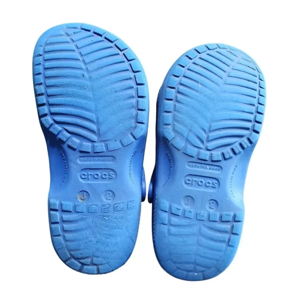 Crocs Youth Blue Bolt Classic Slip On Unisex Junior Clogs Size J 2